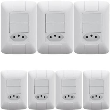 Imagem de Kit 7 Conjunto 2 Interruptores Paralelo + 1 Tomada 20a 250v - TRAMONTI