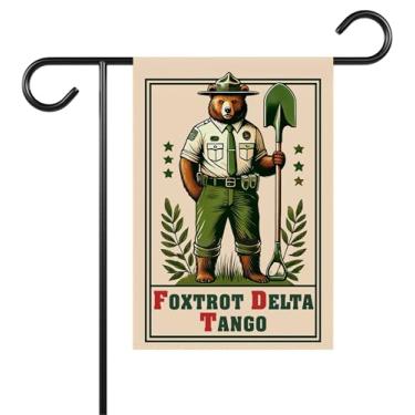 Imagem de Bandeira de jardim Foxtrot Delta Tango Resist Bear - Subtle Anti Trum*P - Ftd Bandeira de pátio político - Presente de inauguração de casa ou feriado - Anti Maga - Ideia decoração externa e terraços