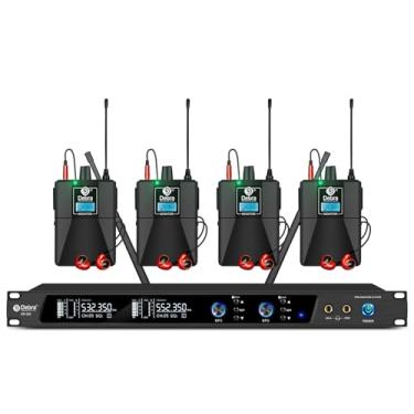 Imagem de D Debra Audio PRO Mono ER-202 UHF Dual Channel Sistema de monitor de ouvido sem fio com tipo de monitoramento para palco, receptor, estúdio, guitarra, desempenho de banda (canal duplo, 4 bodypack)