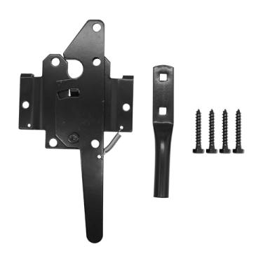 Imagem de KABMOZ, Trava de portão autotravante, adequada para porta de cercas de madeira/vinil/PVC, material de aço carbono durável, com parafusos de fixação, preto (sem maçaneta de porta)
