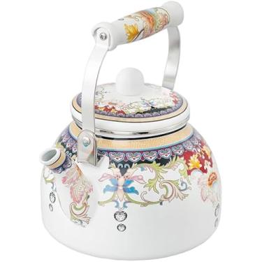 Imagem de Chaleira Esmaltada Vintage 2,5L à Indução Charm Indiana à indução cabo porcelana