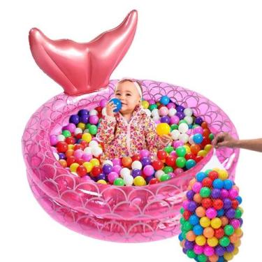 Imagem de Piscina Com Bolinha Infantil Inflável Sereia Criança 85L - Lirena Baby