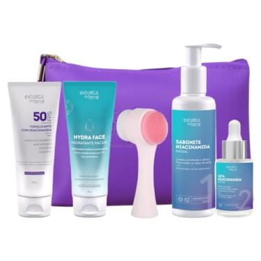 Imagem de Kit Anti-mancha anti-idade Skincare Completo com Niacinamida – Sabonete Facial, Sérum Noturno 10%, Hydraface Hidratante Facial Leve e Tonalizante Com Protetor Solar FPS 50