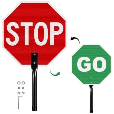 Imagem de 1 placa Stop Go com alça de metal