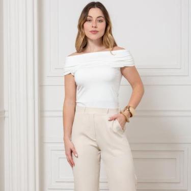 Imagem de Blusa Feminina Ombro a Ombro em Poliamida - Maranne, Offwhite, GG