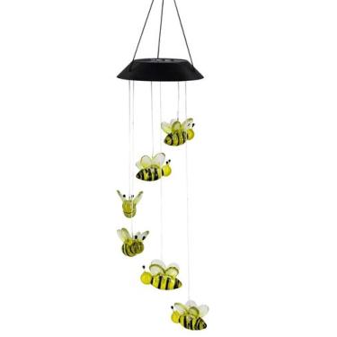 Imagem de Led Solar Powered Bee Wind Chimes Luz Casa Jardim Lâmpada Suspensa Dec