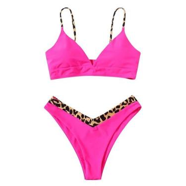 Imagem de Conjunto de biquíni feminino sexy alto contraste gradiente dividido ma