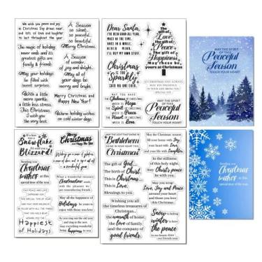 Imagem de Selos de silicone transparente Arbuya de 4 folhas Christmas Sentiment