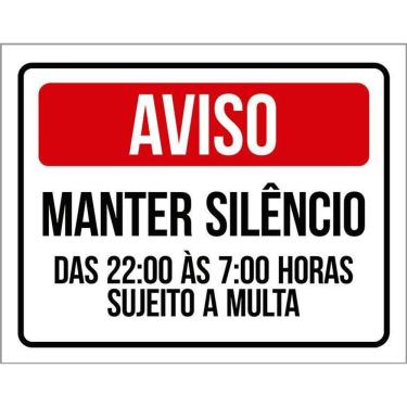 Imagem de Placa Mantenha Silêncio Após As 22 Horas Sujeito Multa 36X46