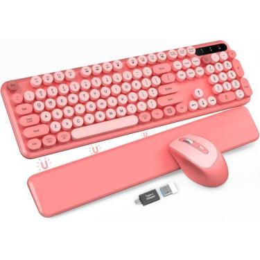 Imagem de Teclado e mouse sem fio Trueque Cute Typewriter Pink