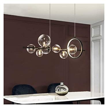Imagem de Lustre moderno, lustres nórdicos decorativos de vidro, luzes pendentes de bola de vidro transparente, luminária de teto suspensa para ilha de cozinha, sala de estar, sala de jantar, hotel, b