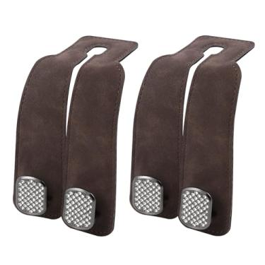 Imagem de Hovom 2 peças de ganchos de encosto de cabeça de assento de carro brilhantes, gancho de bolsa de strass para carros, gancho de assento de couro para bolsa de compras, bolsa de mão, guarda-chuva