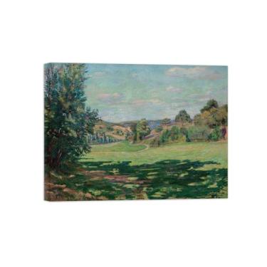 Imagem de Armand Guillaumin Famoso Arte de Parede Pôster-Impressões em Tela para sala de estar-Reprodução pinturas(Vila na encosta) 60x80cm Tela Embrulhada