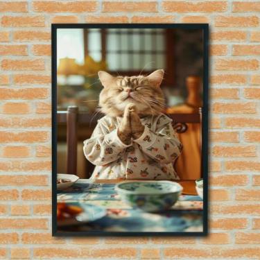 Imagem de Quadro Decorativo Gatinho Gratidão Comida - 70X50Cm - Quadros On-Line