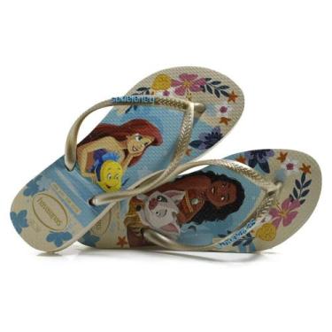 Imagem de Chinelo Havaianas Kids Slim Princesas 4123328, Bege, 31/32