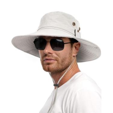 Imagem de Chapéu de sol FURTALK para homens UPF 80+, dobrável, aba larga, cinza 