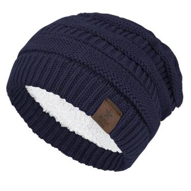 Imagem de Gorro Durio de Punto con Forro Polar Azul Marino Talla Única