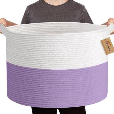 Imagem de Cesto de roupa suja MEGASKET 56x36cm Corda de algodão roxa