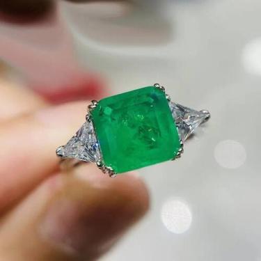 Imagem de Anel De Turmalina Esmeralda Paraíba Em Prata Esterlina 925 Para Mulher