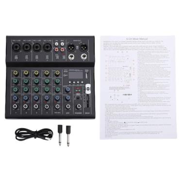 Imagem de Diydeg Mixer de Áudio, Mini Mixer de Som de 6 Canais com MP3 Player BT, Alimentação Fantasma de 48V, Amplificador Guitarra Integrado para Gravação em Estúdio e Transmissão ao Vivo (Preto)