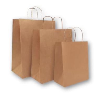 Imagem de Sacola De Papel Kraft Natural Lisa C/ 50 Unidades, Papel Resistente para Lojas, Presentes, Eventos e Embalagens Comerciais(P)
