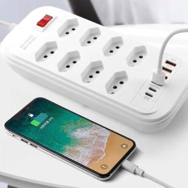 Imagem de Régua De Extensao 6 Tomadas 4 Usb-a 2 Usb-c Le Pepi 2m