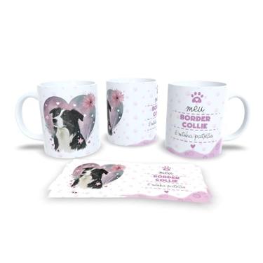 Imagem de Caneca de Cerâmica Beagle Apaixonado, Branca, 325ml, Decorada com Flores e Patas, Tema Amor Canino (13180)