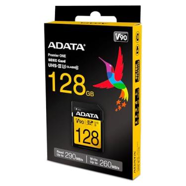 Imagem de ADATA Cartão SD Premier ONE 128GB SDXC UHS-II U3 Class10 V90 3D NAND 4K 8K Ultra HD 290MB/s (ASDX128GUII3CL10-C)