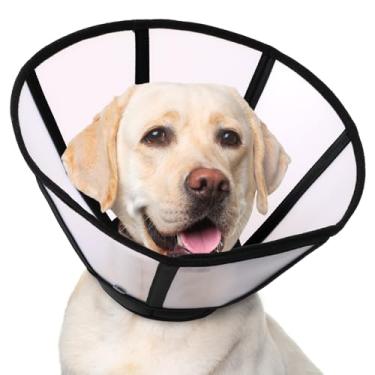 Imagem de Coleira macia para cães pós-cirurgia, cone de plástico removível e capa de pescoço acolchoada para parar de lamber, coleira elisabetana de recuperação para cães pequenos, médios e grandes