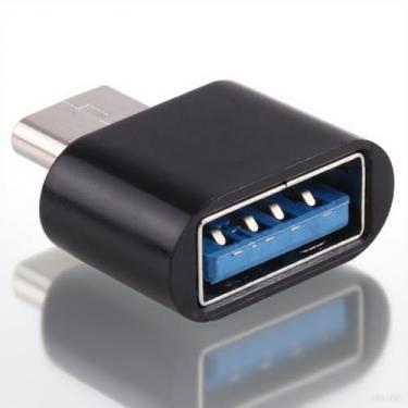 Imagem de Adaptador de carregamento de transmissão de dados OTG de plástico USB-C/Tipo-C macho para USB 2.0 fêmea (preto)