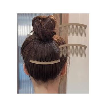 Imagem de 2 peças de acessórios femininos para pente de cabelo, pentes laterais de plástico, clipes decorativos de véu de casamento para mulheres (marrom)