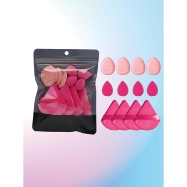 Imagem de 12 peças triangulares em pó puff rosto macio gota maquiagem esponja cosmética base liquidificador rosa