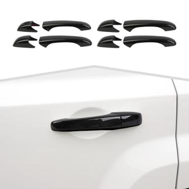 Imagem de Amayum 8 peças de acabamento de maçaneta externa para Chrysler 300C 2005-2010, Jeep Patriot 2011-2016, Dodge Caliber 2008-2011, acabamento em fibra de carbono