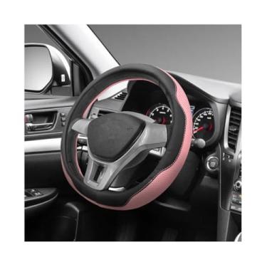 Imagem de MTRPS Capa de volante de couro de microfibra, protetor de volante respirável com anel interno antiderrapante, capa de roda de carro universal de 36,8 a 38 cm, decoração de interiores automotivos para