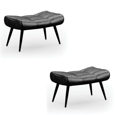 Imagem de Kit 02 Puffs Sher Corano Pés Palito De Ferro Cor Preto