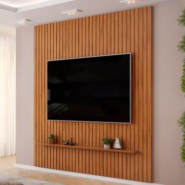 Imagem de Painel Ripado Para TV 75 Pol Sala Quarto 250x240cm Lexa D05 Freijó - L