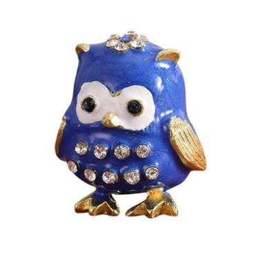 Imagem de Deevoka Caixa de joias com pingente de, porta-anéis decorativo, organizador de joias, estatueta de para anéis, brincos, presente de aniversário, Azul