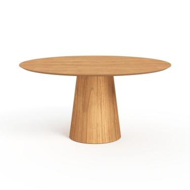 Imagem de Mesa De Jantar Redonda 160cm Scandi 8 Lugares Lamina Natural De Madeira Mel