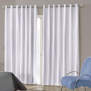 Imagem de Cortina Pratika Lisa Cromo Com Forro Corta Luz 2,50m De Altura Para Varão 2,50m A 3,00m Branco