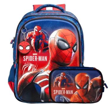 Imagem de Kit Escolar Homem-Aranha 2 em 1: Mochila de Costas 3D + Estojo Xeryus Marvel
