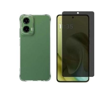 Imagem de Capa Case Capinha Anti Impacto e Pelicula Privacidade Para Motorola Mo