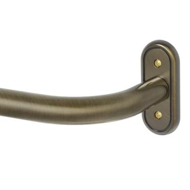 Imagem de Varão de cortina de bronze antigo, hastes blackout de teto para janelas de 71 a 122 cm, hastes de tratamento de janela de quarto curvadas ajustáveis de 2,5 cm com suporte de alumínio