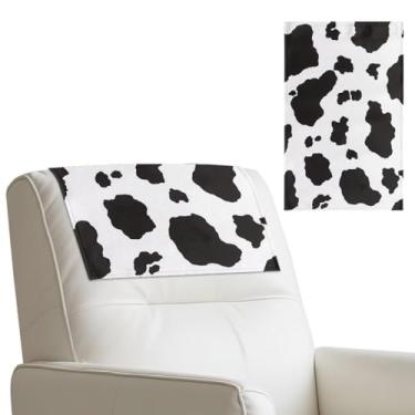 Imagem de Tansealive Capas de encosto de cabeça com estampa de vaca para sofá, protetor de encosto de cabeça reclinável de couro resistente a manchas com gancho fácil de limpar, protetores de móveis à prova de