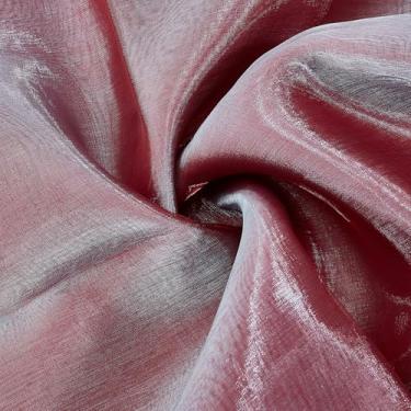Imagem de letsinstyle Tecido de organza transparente de 2 metros, tecido iridescente de 140 cm, gaze holográfica de organza, tule macio e sedoso para artesanato de costura DIY, decorações de casamento e festa