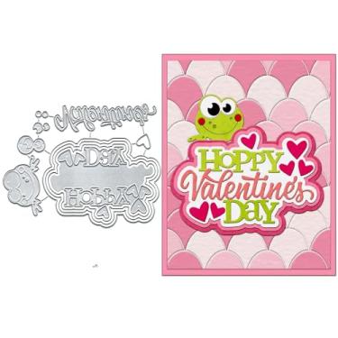 Imagem de Feliz Dia dos Namorados Moldura de sapo Cortes Cortes de Metal Estênceis para DIY Álbum de Scrapbook Decorativo Gravação de Papel Cartão