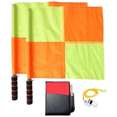 Imagem de Equipamento de treinamento de futebol: Conjunto de acessórios de árbitro, cartões amarelos/vermelhos, apito e cordão, bandeiras de PVC, design prático e duradouro