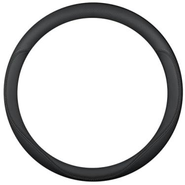 Imagem de Generic Capa de volante preta de 38 cm, sensação de couro Napa, ajuste universal, aderência antiderrapante, ideal para o Halloween, melhora o conforto ao dirigir