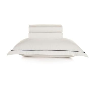 Imagem de Karsten Jogo de Cama Deliz Branco/Marinho Solteiro 100% Algodão 3 peças 200 Fios