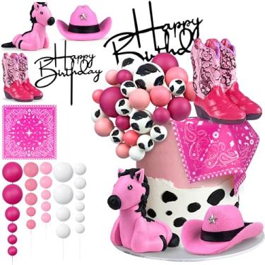 Imagem de 31 peças de enfeites de bolo de vaqueira, chapéu e bota, topos de bolo para tema ocidental, aniversário, chá de bebê, artigos de festa de vaqueira