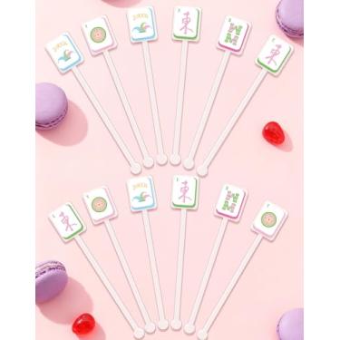 Imagem de KARAQY 12PCS Mahjong Cocktail Swizzle Sticks Acrylic Drink Stirrers, Mahjong Party Supplies for Birthday Bachelorette Game Night Party Decoration